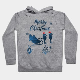 Santa Claus And Sea Seahorse Sleigh Hoodie